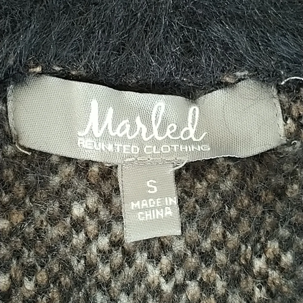 Marled Argyle Grey/Black Sweater Coat Jacket sz S